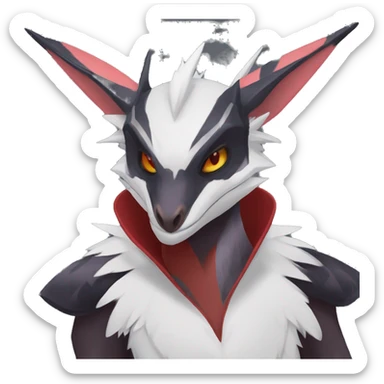 Black Cool Edgy Anthro Noivern-Nargacuga Fakémon  with White and Red Edgy markings sticker