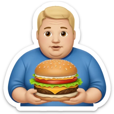 fat guy holding burger sticker