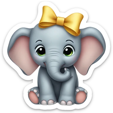baby elephant wearing a bow  sticker
