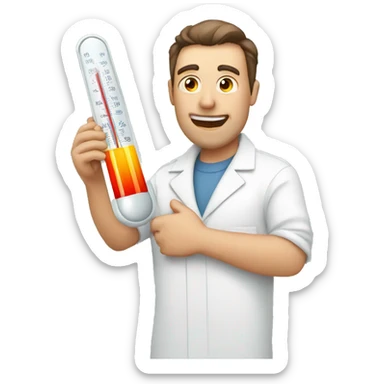 man, fever, high temperature thermometer sticker