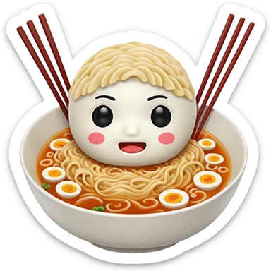 make the bowl of the ramen with a cute face and no face on the noodles and 2 chopsticks only sticker