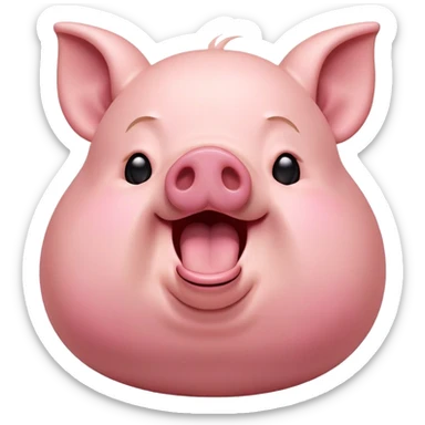 Cinematic Cute Yawning Pig Portrait Emoji, Head tilted slightly with a dramatic, wide-open yawn, showcasing a soft, smooth rosy-pink hide with droopy ears, round beady eyes barely open in drowsy contentment, Simplified yet irresistibly adorable features, highly detailed, glowing with a soft, cozy glow, high shine, relaxed yet expressive, stylized with a touch of whimsical charm, bright and endearing, soft glowing outline, capturing the essence of a sleepy yet affectionate pig, so drowsy it feels like it could stretch out of the screen and curl up for a nap! sticker