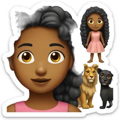 PIYAMAA DE UNA NIÑA NEGRA CON UN LEÓN  sticker