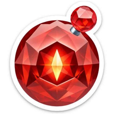Red crystal with a red glow coming from its center. In the center of the crystal a $ sticker