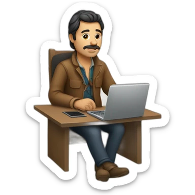 Homme métis with computer sticker