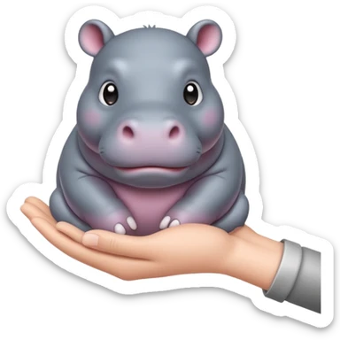 A little hippo in the hand sticker