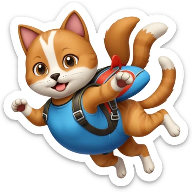 Realistic cat dog skydiving  sticker