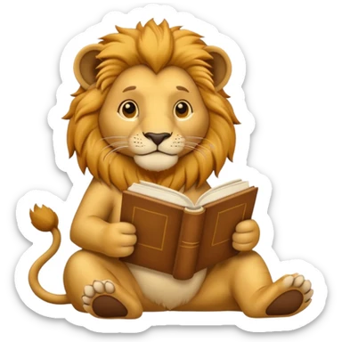 lion reading a book sticker