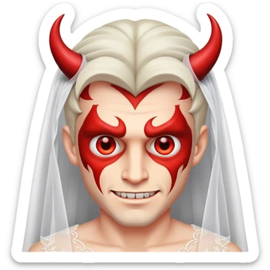 a male bride with the face of devil sticker