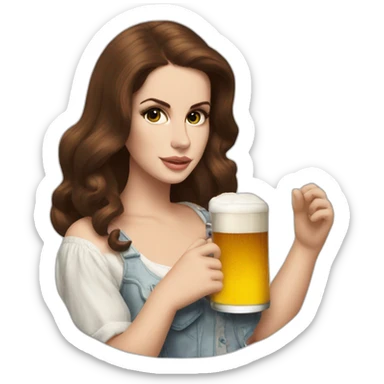 lana del rey with a beer sticker