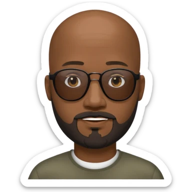 Bald male, Black-lens sunglasses, goatee beard, realistic portrait sticker