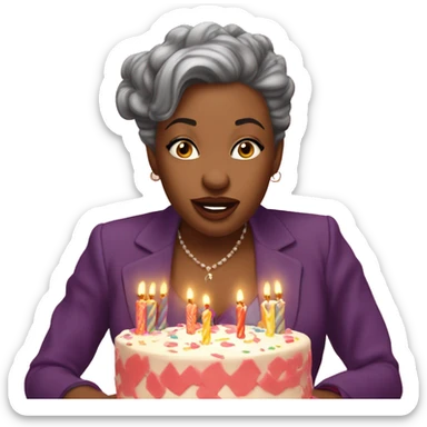 Reginia Kelly blowing out birthday cake candles sticker