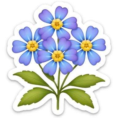 simple emoji of a purple and yellow myosotis flower, closely resembling the reference image sticker