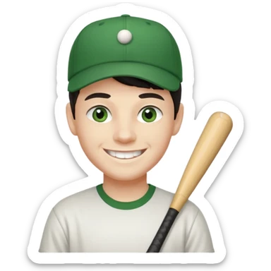 older-teenage-boy-dark-hair-green-eyes-tshirt-smiling-with-teeth-showing-baseball-hat-on-sideways sticker