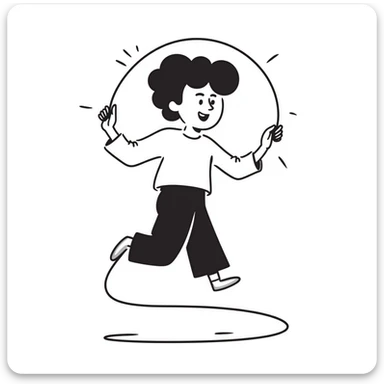 playful hand drawn sketch of a person jumping rope sticker