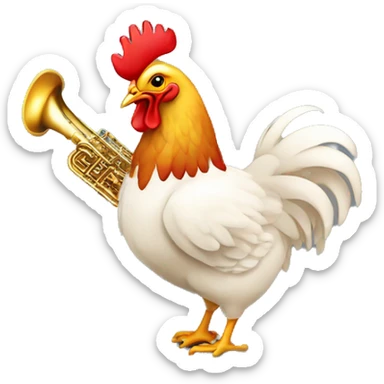 un poulet jazzy qui joue du saxophone sticker