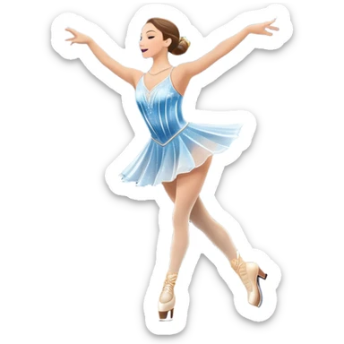 An icon featuring a graceful figure skater in an elegant pose, gliding across the ice at Madison Square Garden. Spotlights shine down, illuminating the sparkling ice and a cheering audience. The background showcases the grand arena's architecture. Transparent background. sticker