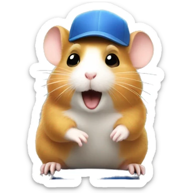 hamster rides a train sticker