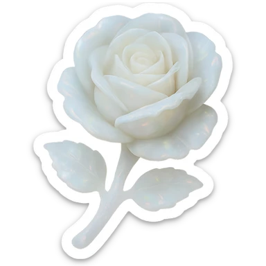 white Opal crystal rose flower, remove background sticker