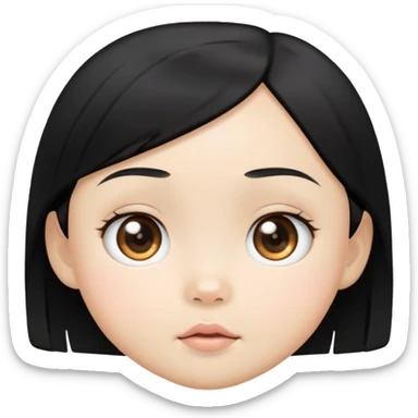 close up toddler girl face, Asian eyes, light skin, straight black hair sticker