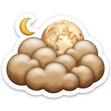 beige moon and brown cloud sticker