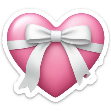 pink heart with white bow sticker