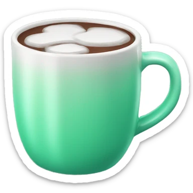 Realistic isolated gradient mint green hot chocolate mug. sticker