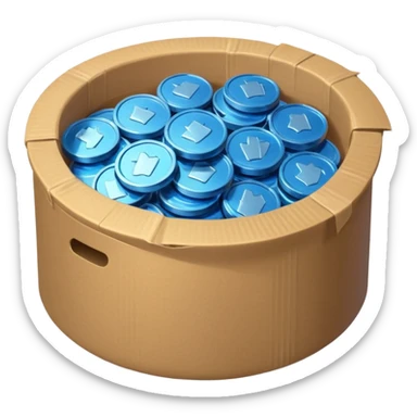 blue coins credit in a package sticker