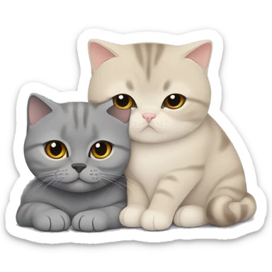 Beige British shorthair cuddling with a grey Scottish fold  sticker