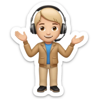 a single full body 3D bitmoji showing the action of contact us sticker