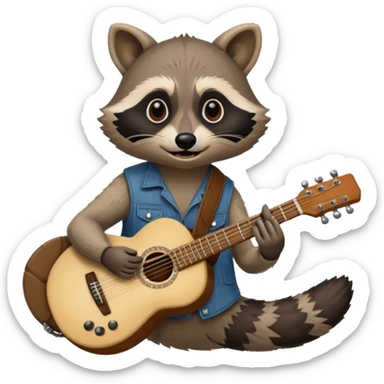 crazy Raccon with guitar sticker