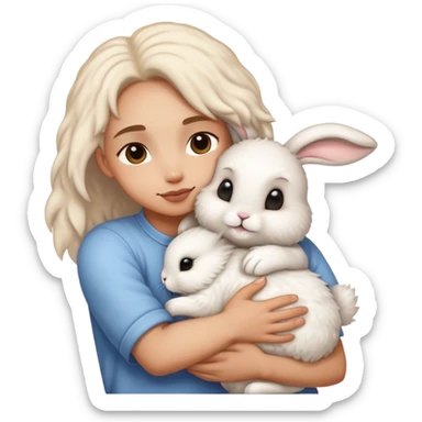 A person who is hugging a rabbit sticker