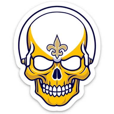 skull wearing New Orleans Saints helmet in black and gold sticker