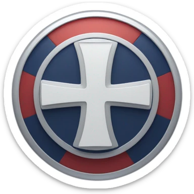 badge, lower half red,upper half navy blue, white cross in the middle sticker