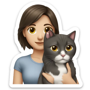 Brunette girl with British cat sticker