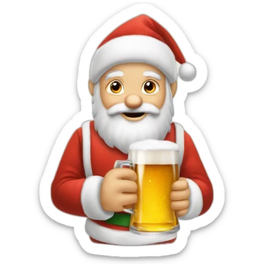 Père Noël qui offre un verre de bière à un enfant comme cadeau sticker