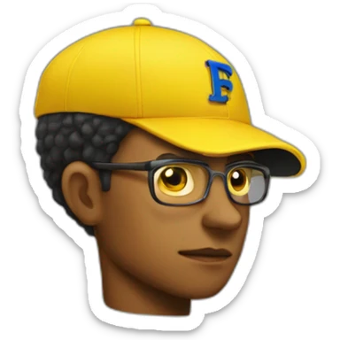 man with yellow "FBI" letters on his cap sticker