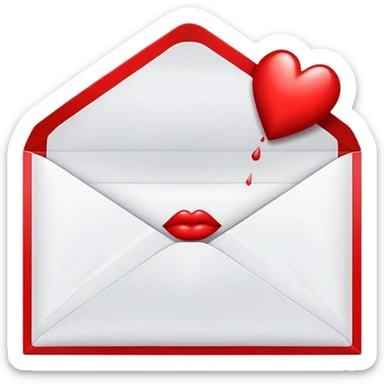 An envelope with a kiss print sticker