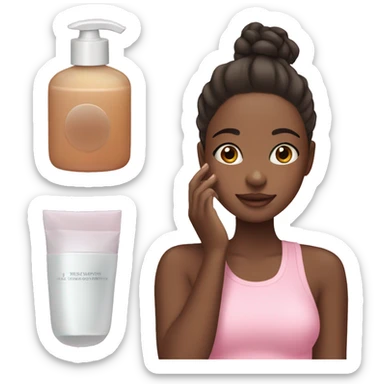 A girl doing her skin care sticker