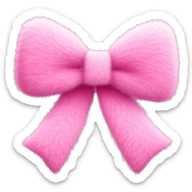 Pink fuzzy bow sticker