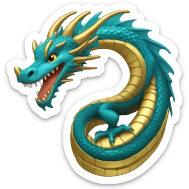 dragon blue golden coin sticker