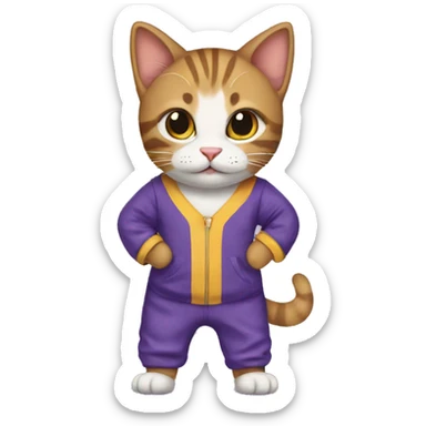 cat in a New Year's jumpsuit sticker