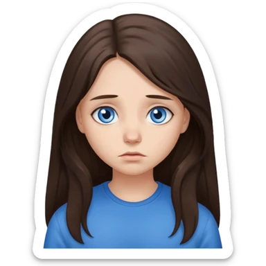 sad brunette long hair blue eyed girl  sticker