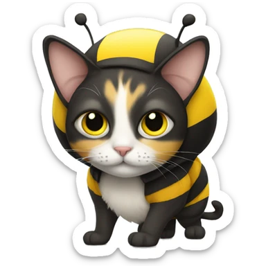 Cat wearing a bumblebee costume sticker