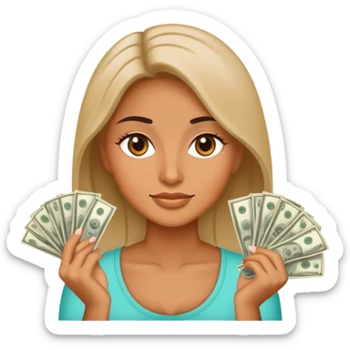woman with a lot of money sticker