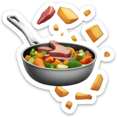 pan tossing food sticker