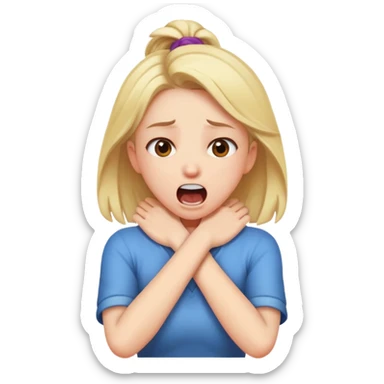 Girl with crossed arms grabbing her neck screaming  sticker