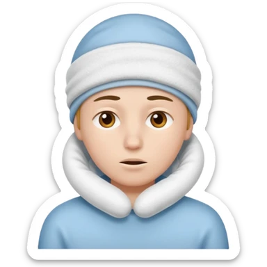 A person with headaches and a cold pad on the head sticker