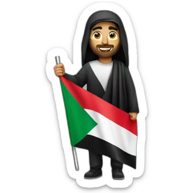 Arab Men holding Palestinian flag sticker