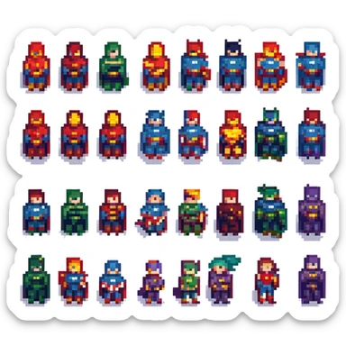 super men in pixel art style sticker